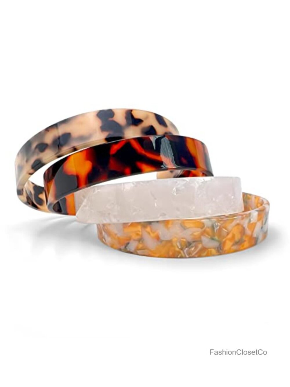 4pcs Resin Acrylic Plastic Bangle Bracelet Set Chunky Stackable Y2K Jewelry